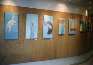 Exposition - de peintures chats sur toile et petits formats art abstraction lyrique au centre d'animation les Amandiers, Paris,